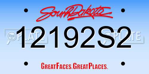 12192S2 South Dakota License Plate