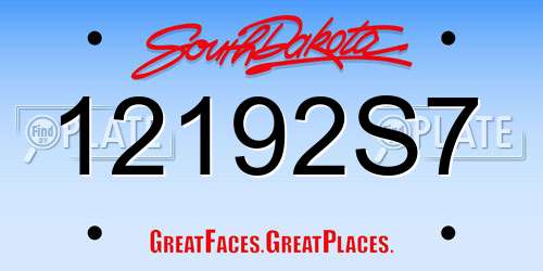 12192S7 South Dakota License Plate