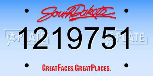 1219751 South Dakota License Plate