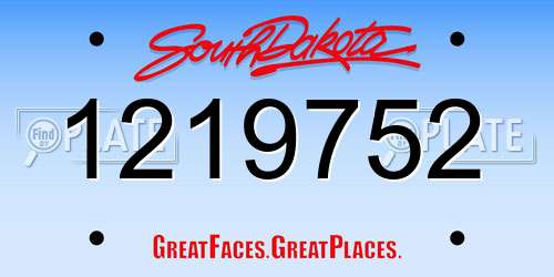 1219752 South Dakota License Plate
