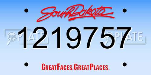 1219757 South Dakota License Plate