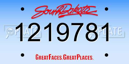 1219781 South Dakota License Plate