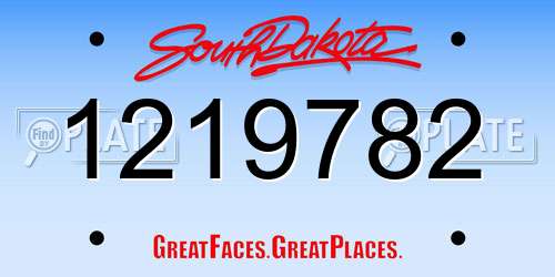 1219782 South Dakota License Plate