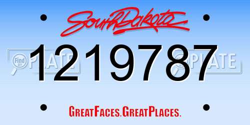 1219787 South Dakota License Plate
