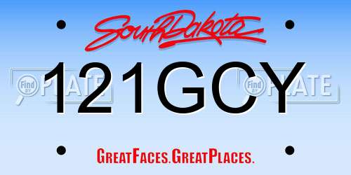 121GCY South Dakota License Plate