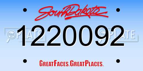 1220092 South Dakota License Plate