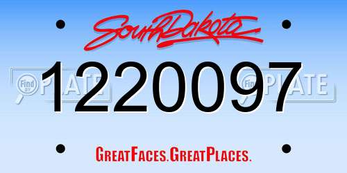 1220097 South Dakota License Plate