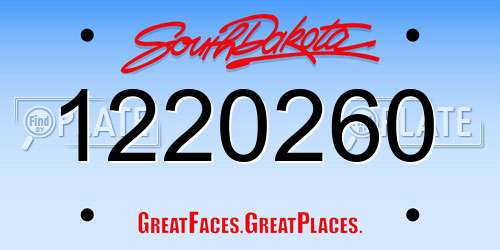 1220260 South Dakota License Plate