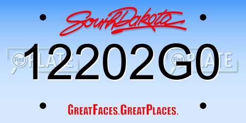 12202G0 South Dakota License Plate