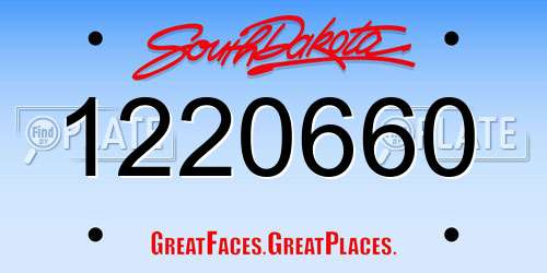 1220660 South Dakota License Plate