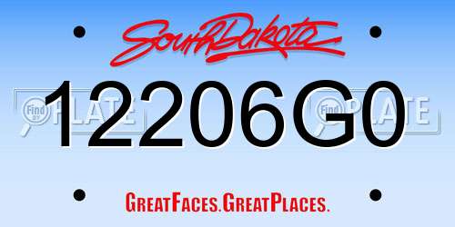 12206G0 South Dakota License Plate