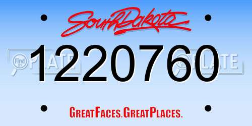 1220760 South Dakota License Plate