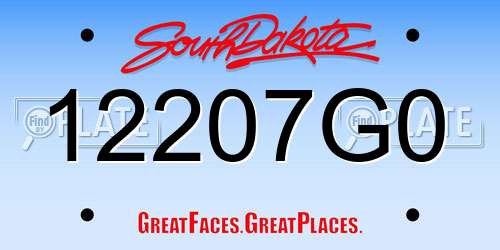 12207G0 South Dakota License Plate