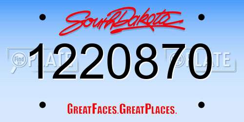 1220870 South Dakota License Plate
