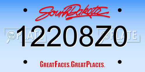 12208Z0 South Dakota License Plate