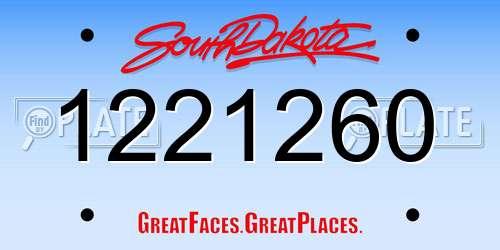 1221260 South Dakota License Plate