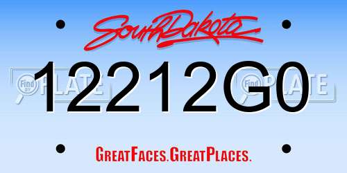 12212G0 South Dakota License Plate