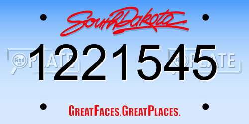1221545 South Dakota License Plate
