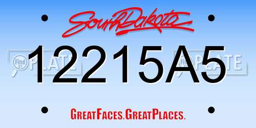 12215A5 South Dakota License Plate