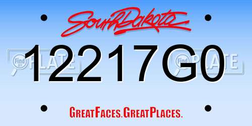 12217G0 South Dakota License Plate