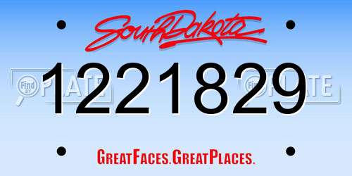 1221829 South Dakota License Plate