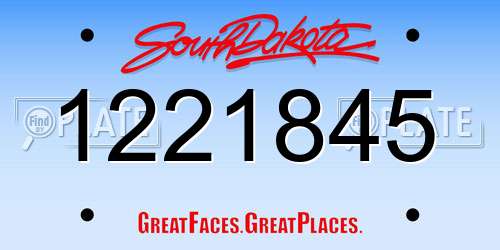 1221845 South Dakota License Plate