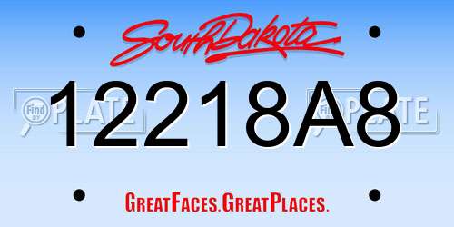 12218A8 South Dakota License Plate