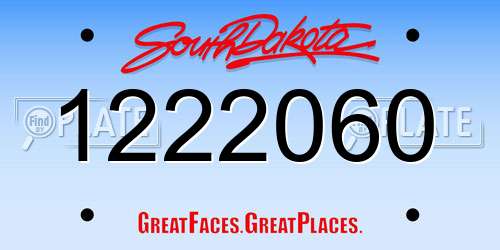 1222060 South Dakota License Plate