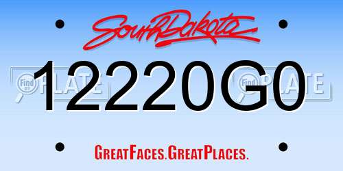 12220G0 South Dakota License Plate