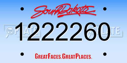 1222260 South Dakota License Plate