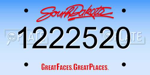 1222520 South Dakota License Plate