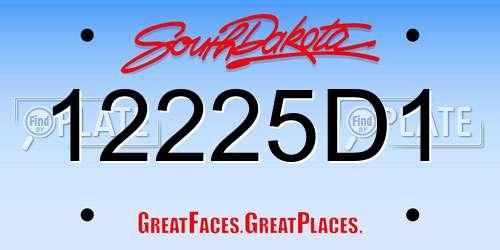 12225D1 South Dakota License Plate