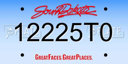 12225T0 South Dakota License Plate