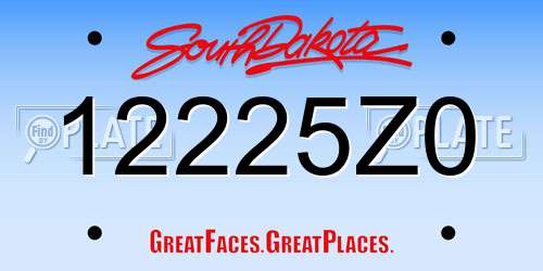 12225Z0 South Dakota License Plate
