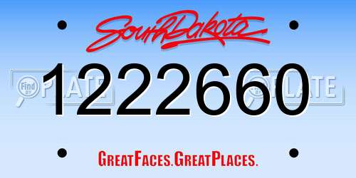 1222660 South Dakota License Plate