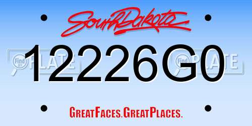 12226G0 South Dakota License Plate