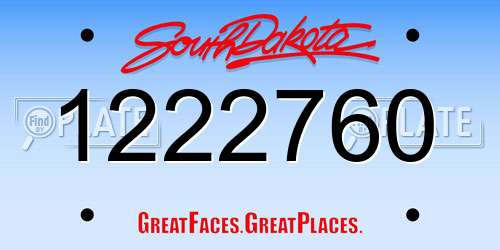 1222760 South Dakota License Plate