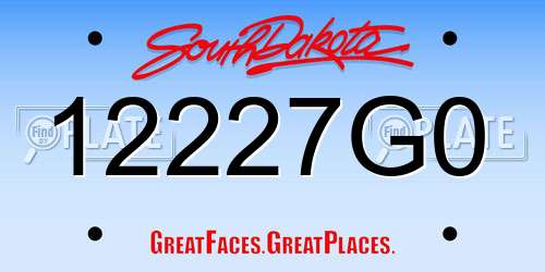 12227G0 South Dakota License Plate