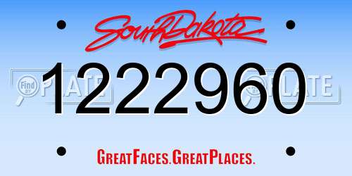 1222960 South Dakota License Plate