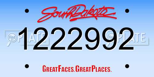 1222992 South Dakota License Plate