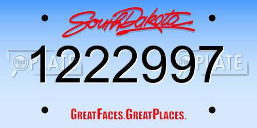 1222997 South Dakota License Plate