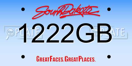 1222GB South Dakota License Plate