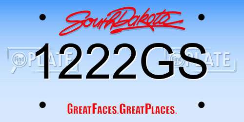 1222GS South Dakota License Plate