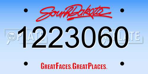 1223060 South Dakota License Plate