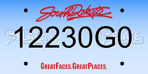 12230G0 South Dakota License Plate