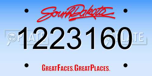 1223160 South Dakota License Plate