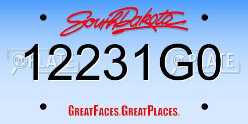 12231G0 South Dakota License Plate