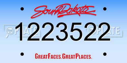 1223522 South Dakota License Plate