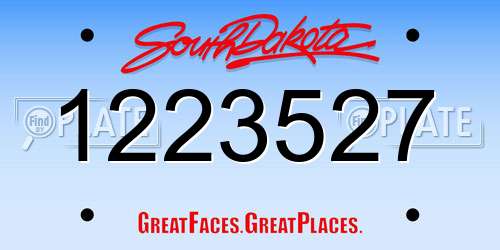 1223527 South Dakota License Plate