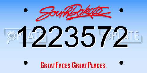 1223572 South Dakota License Plate
